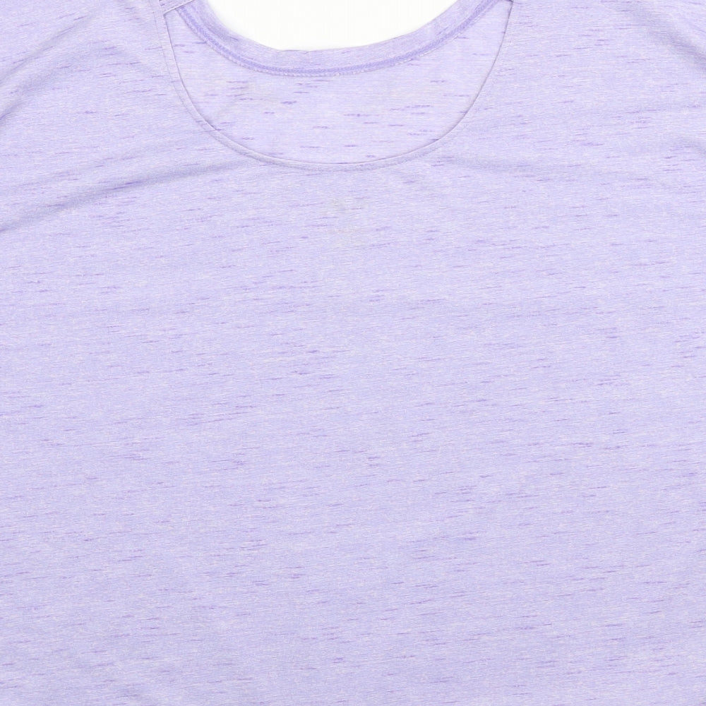Athletic Works Womens Purple Polyester Basic T-Shirt Size 8 Scoop Neck