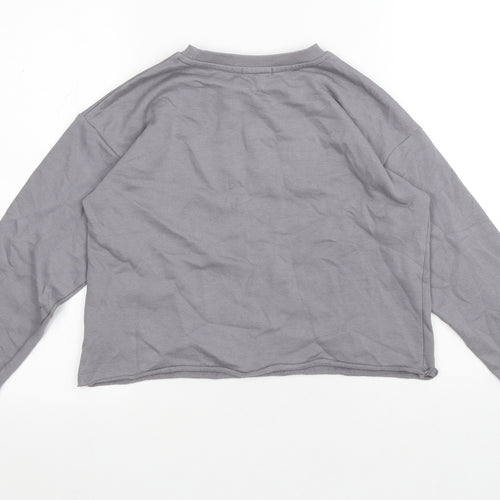 Primark Girls Grey Cotton Pullover Sweatshirt Size 12 Years - Smile