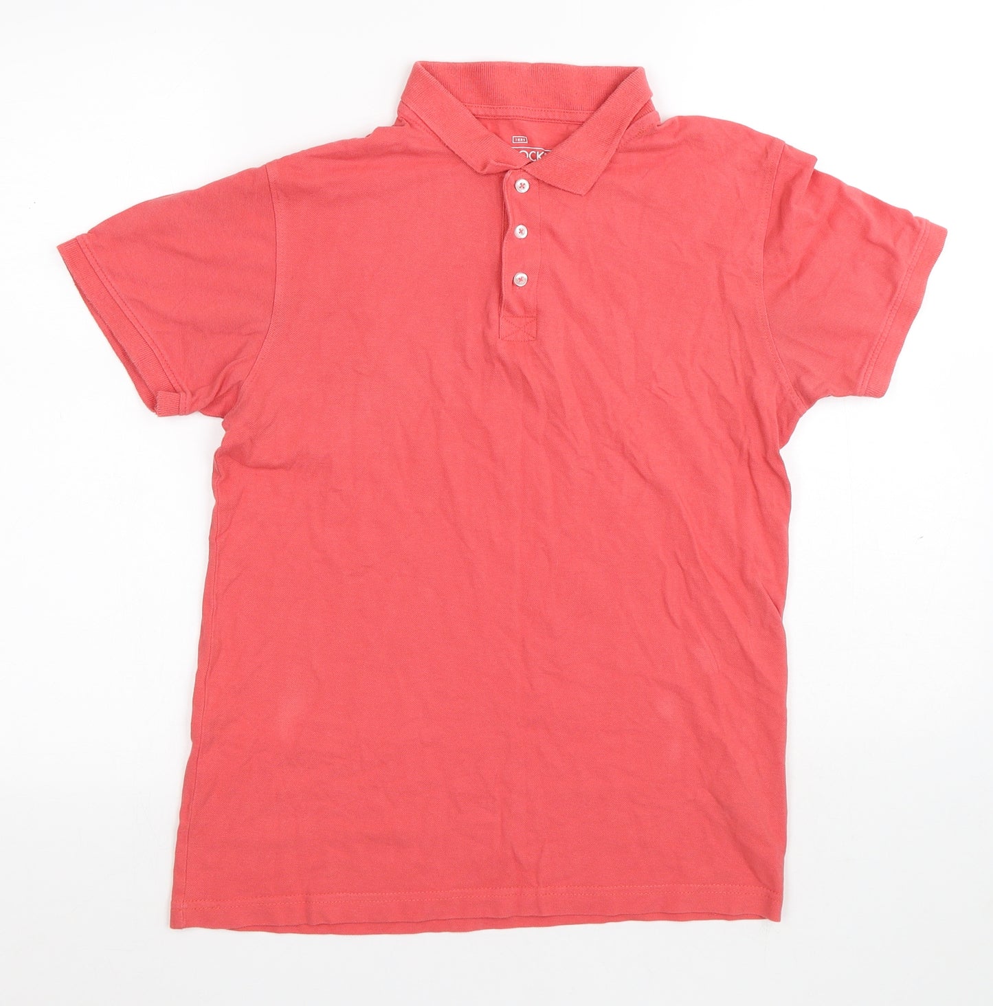 Peacocks Mens Red Cotton Polo Size S Collared Button