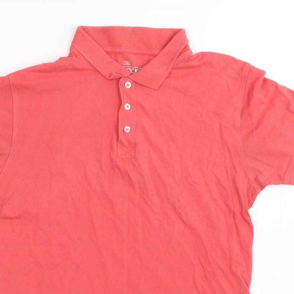 Peacocks Mens Red Cotton Polo Size S Collared Button