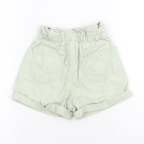 Denim Co Girls Green Cotton Boyfriend Shorts Size 4-5 Years Regular