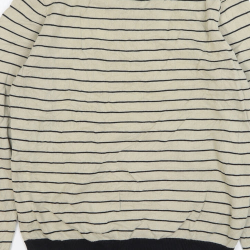 NEXT Mens Beige Striped Cotton Pullover Sweatshirt Size S