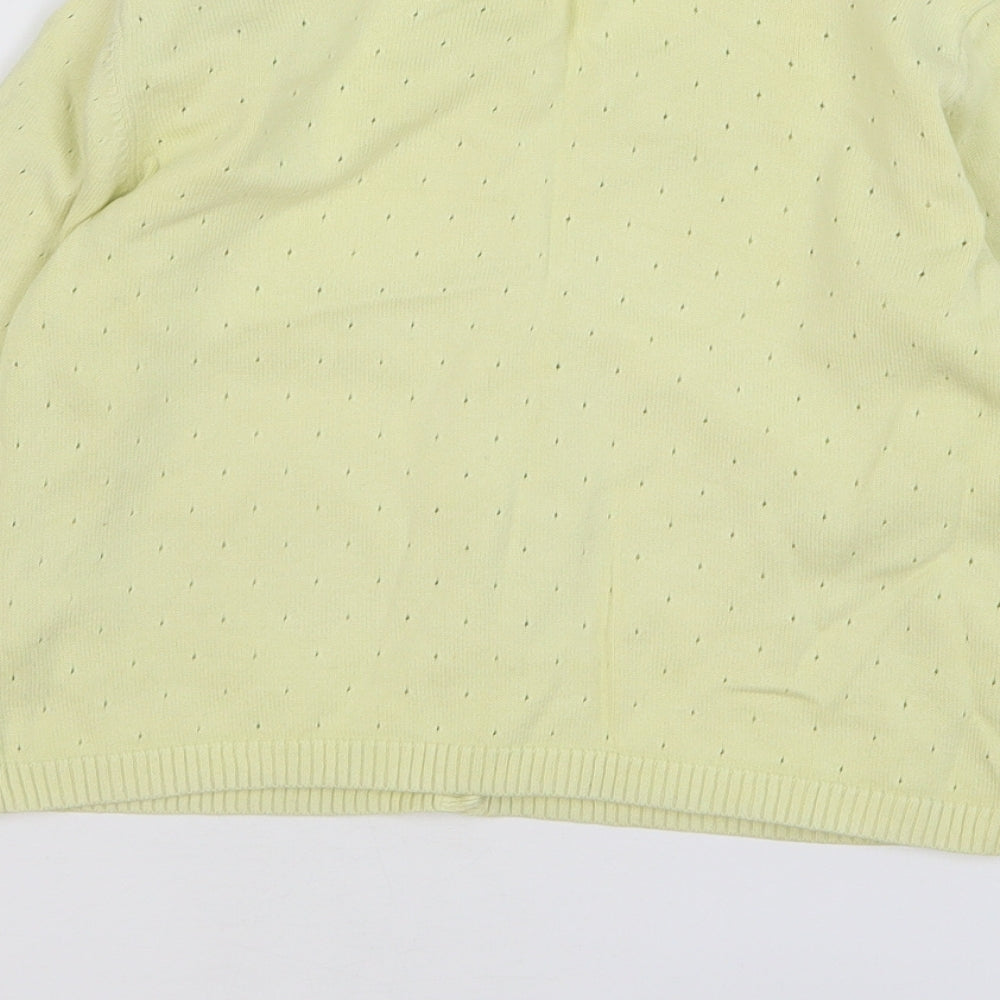 Matalan Girls Yellow Round Neck Cotton Cardigan Jumper Size 9 Years Button - Pointelle