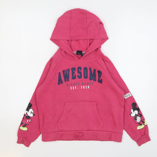Primark Girls Pink Cotton Pullover Hoodie Size 10-11 Years Pullover - Mickey Mouse