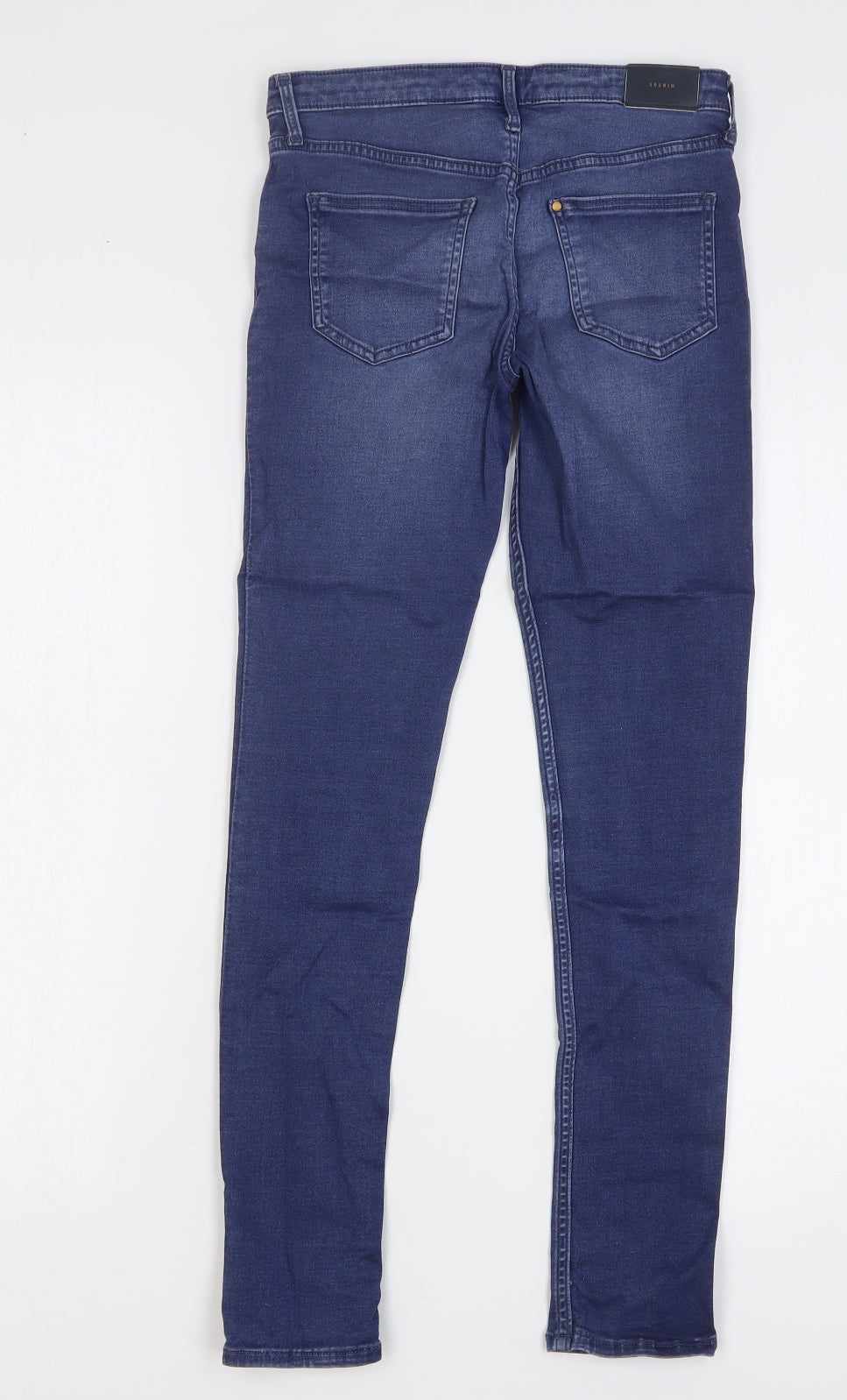 H&M Girls Blue Cotton Skinny Jeans Size 12-13 Years Regular Button