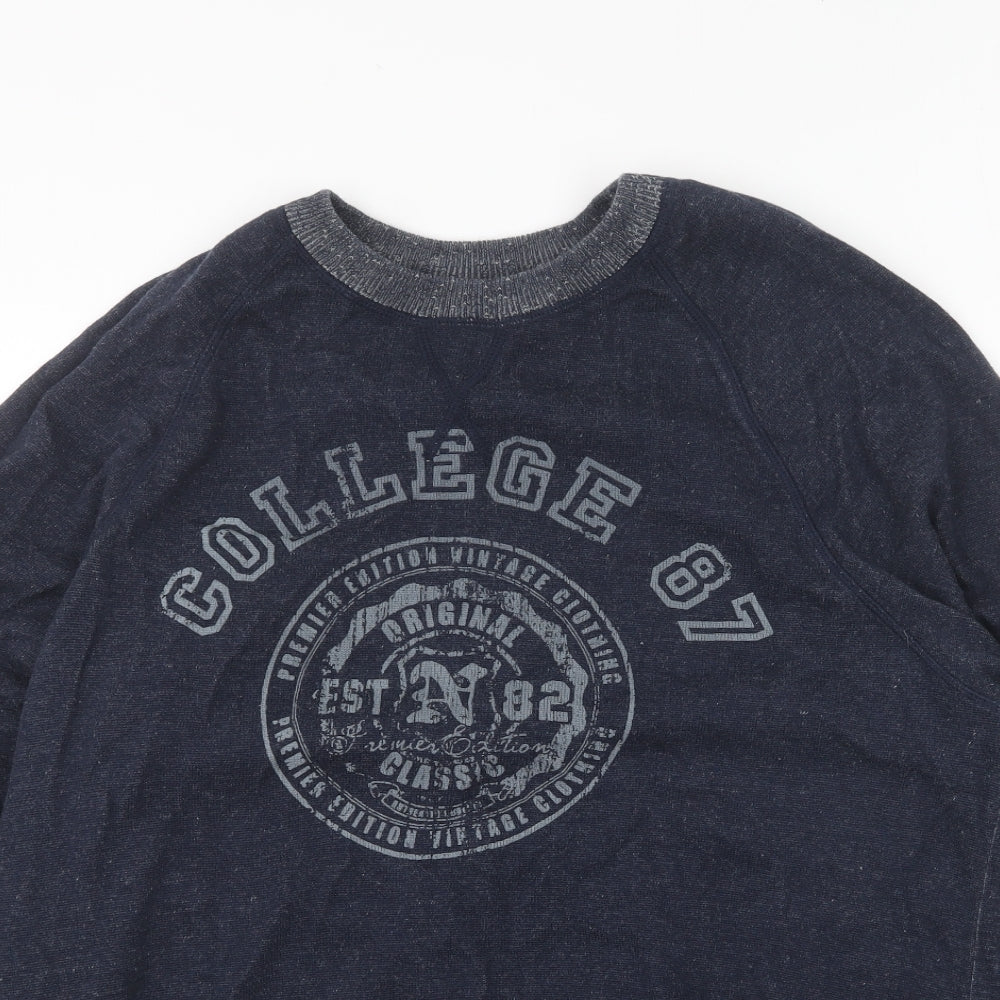 NEXT Mens Blue Cotton Pullover Sweatshirt Size L - College 87