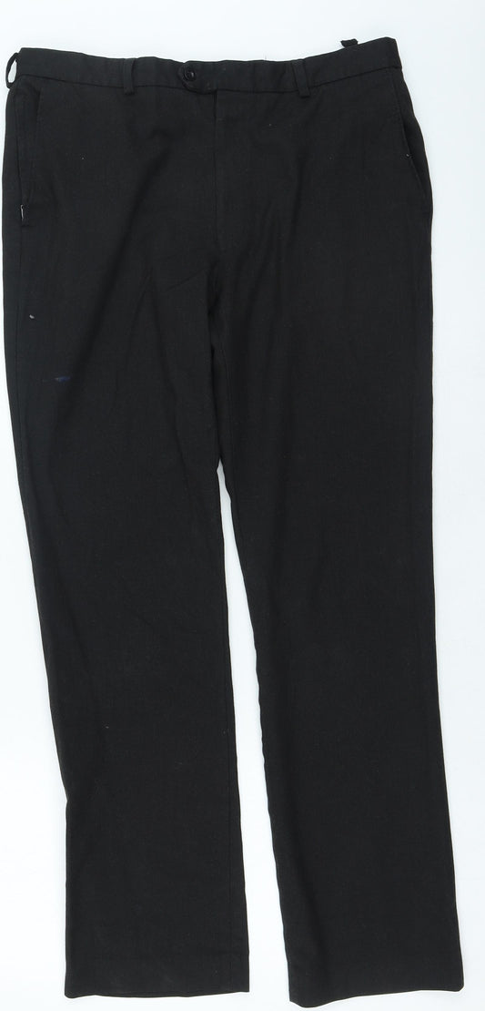 David Luke Mens Grey Polyester Trousers Size 32 in L29 in Regular Zip