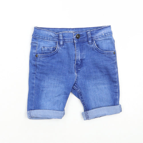 Primark Boys Blue Cotton Bermuda Shorts Size 5-6 Years Regular Zip