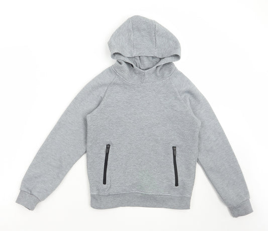 Primark Boys Grey Polyester Pullover Hoodie Size 9-10 Years Pullover
