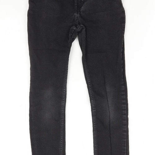 H&M Girls Black Cotton Skinny Jeans Size 9-10 Years Regular Zip