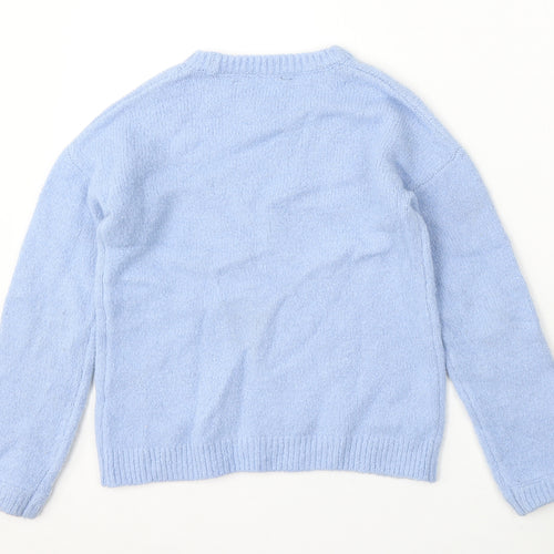 George Girls Blue Round Neck Acrylic Pullover Jumper Size 8-9 Years