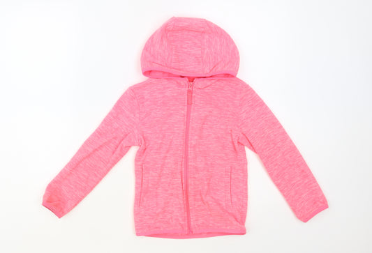 Dunnes Stores Girls Pink Polyester Full Zip Hoodie Size 5-6 Years Zip