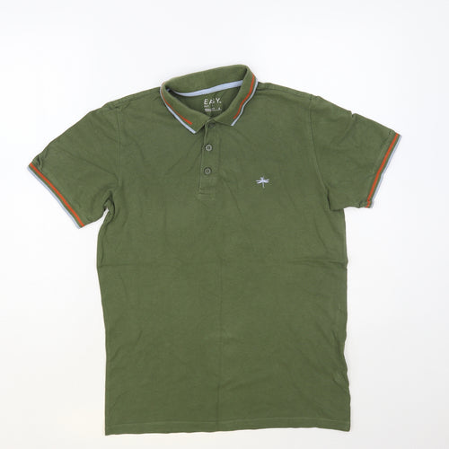 Matalan Mens Green Cotton Polo Size S Collared Button