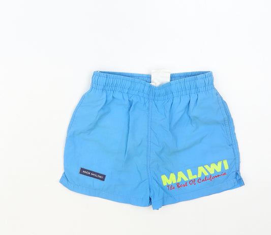 Mick Malawi Boys Blue Nylon Bermuda Shorts Size 5-6 Years Regular Drawstring - Swim Shorts