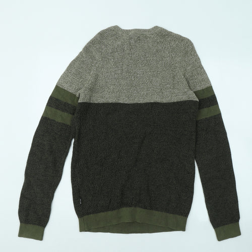 ONLY & SONS Mens Green Round Neck Cotton Pullover Jumper Size M