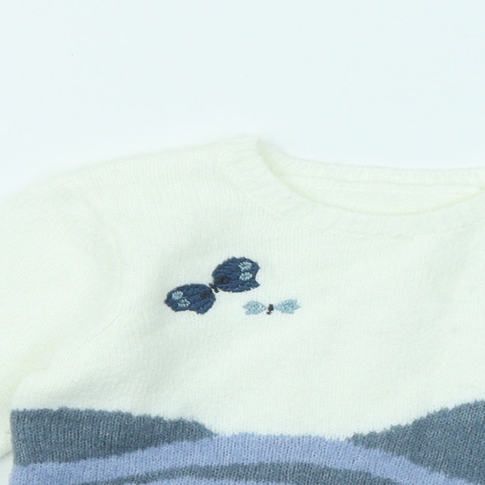 Nutmeg Boys Blue Round Neck Acrylic Pullover Jumper Size 2-3 Years Pullover - Flowers Rabbit
