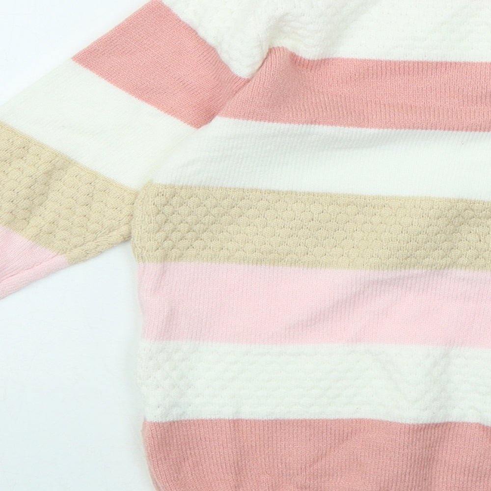 SheIn Girls Multicoloured Round Neck Striped Viscose Pullover Jumper Size 5 Years Pullover