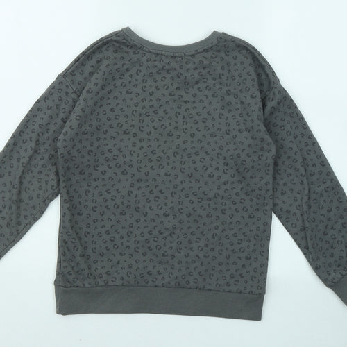 Primark Girls Grey Animal Print Cotton Pullover Sweatshirt Size 9-10 Years Pullover - Be The Change, Leopard Print
