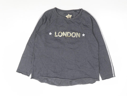 NEXT Girls Grey Cotton Pullover Sweatshirt Size 13 Years Pullover - London