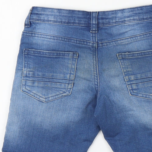 Denim & Co. Boys Blue Cotton Bermuda Shorts Size 4-5 Years Regular Zip