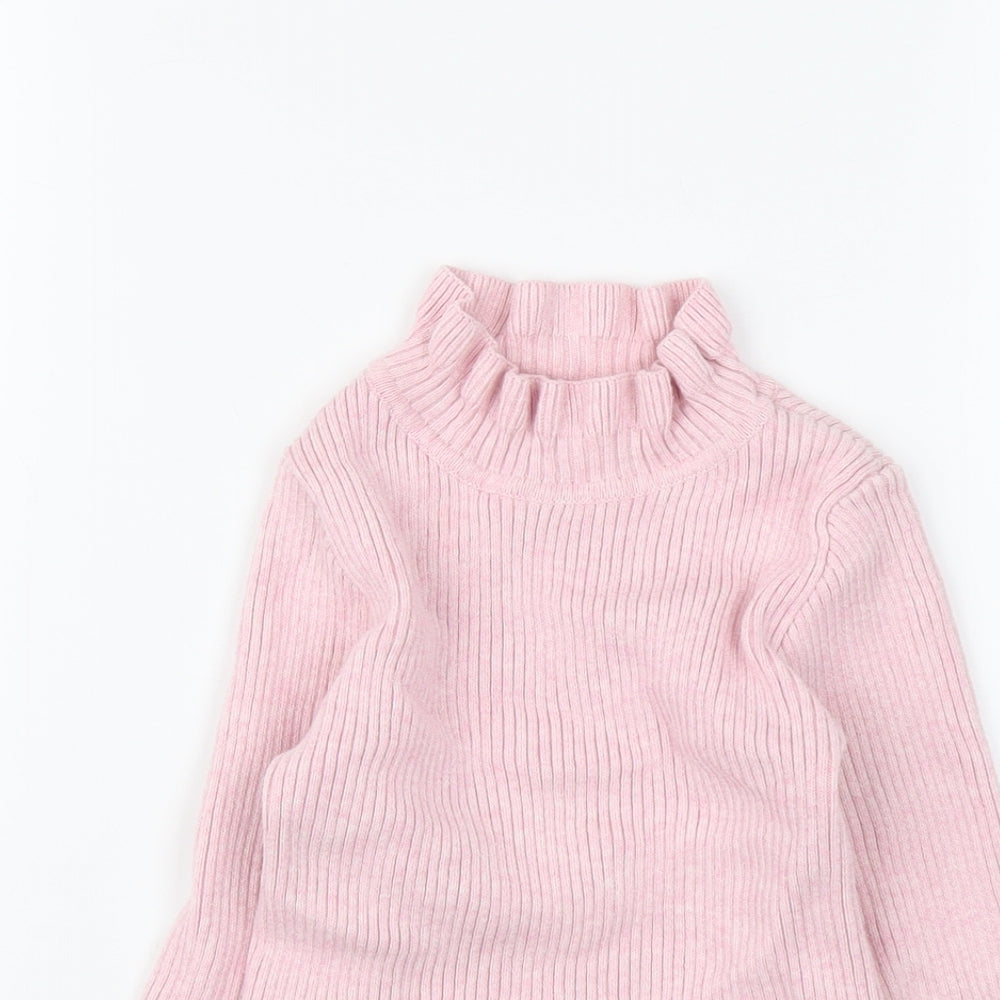 I Love Girlswear Girls Pink High Neck Cotton Pullover Jumper Size 6 Years Pullover