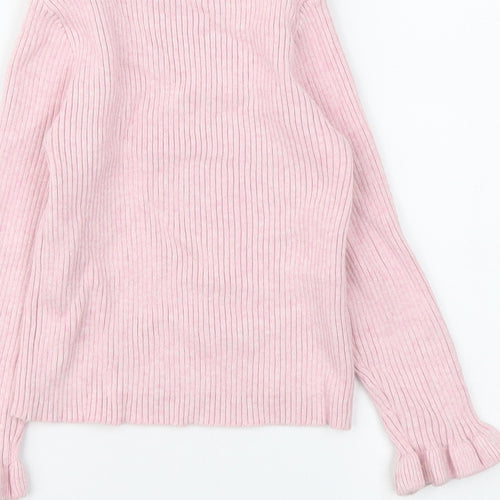 I Love Girlswear Girls Pink High Neck Cotton Pullover Jumper Size 6 Years Pullover