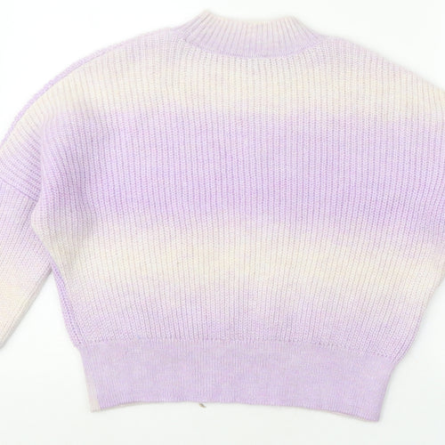 George Girls Purple Mock Neck Geometric Acrylic Pullover Jumper Size 9 Years Pullover