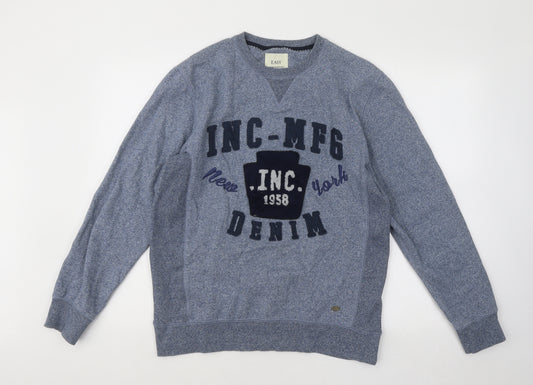 Easy Mens Blue Cotton Pullover Sweatshirt Size L - Inc-Mfg Denim