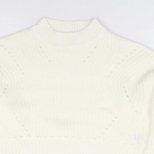 Pep & Co Girls Ivory Mock Neck Acrylic Pullover Jumper Size 10-11 Years Pullover - Cropped