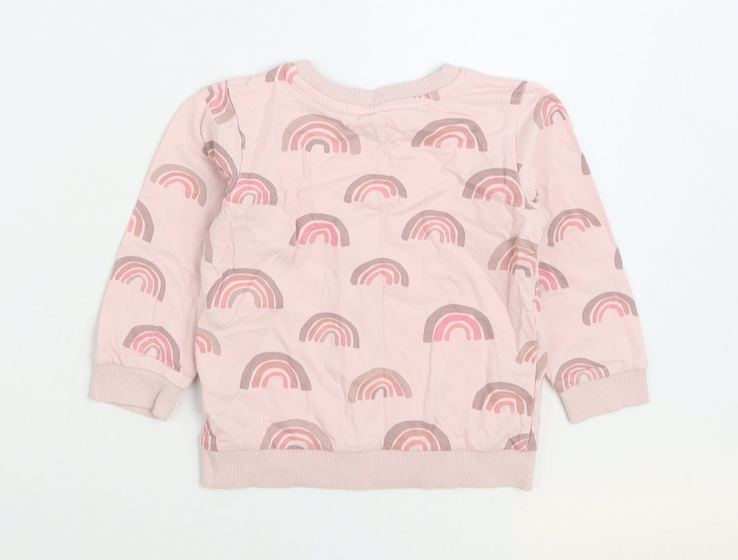 H&M Girls Pink Geometric Cotton Pullover Sweatshirt Size 2-3 Years Pullover - Rainbow
