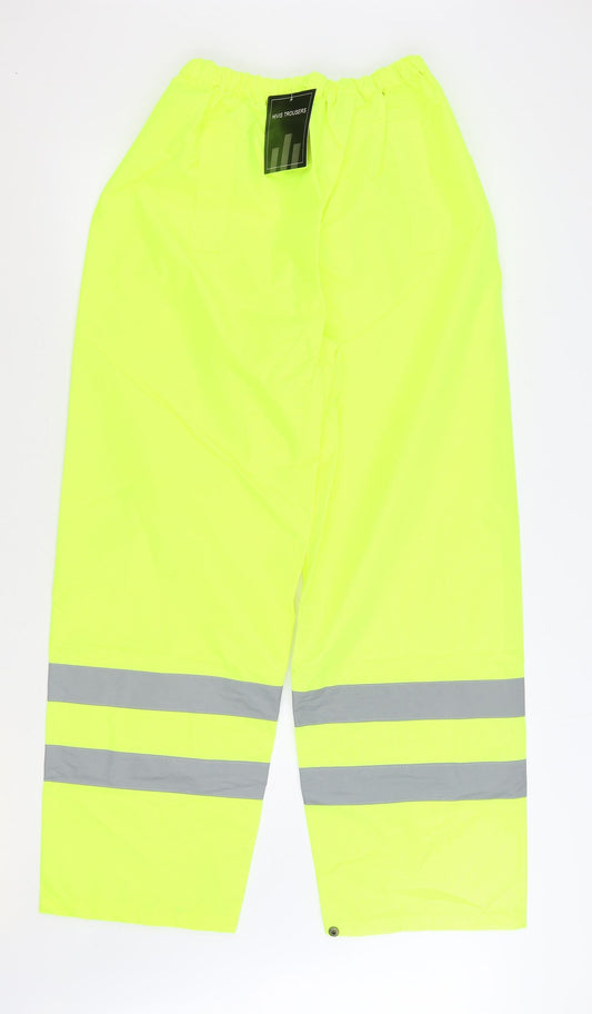 Bar Atec Mens Yellow Striped Polyester Rain Trousers Trousers Size L L31 in Regular - High Visability