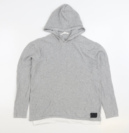 H&M Boys Grey 100% Cotton Pullover Hoodie Size 13-14 Years Pullover