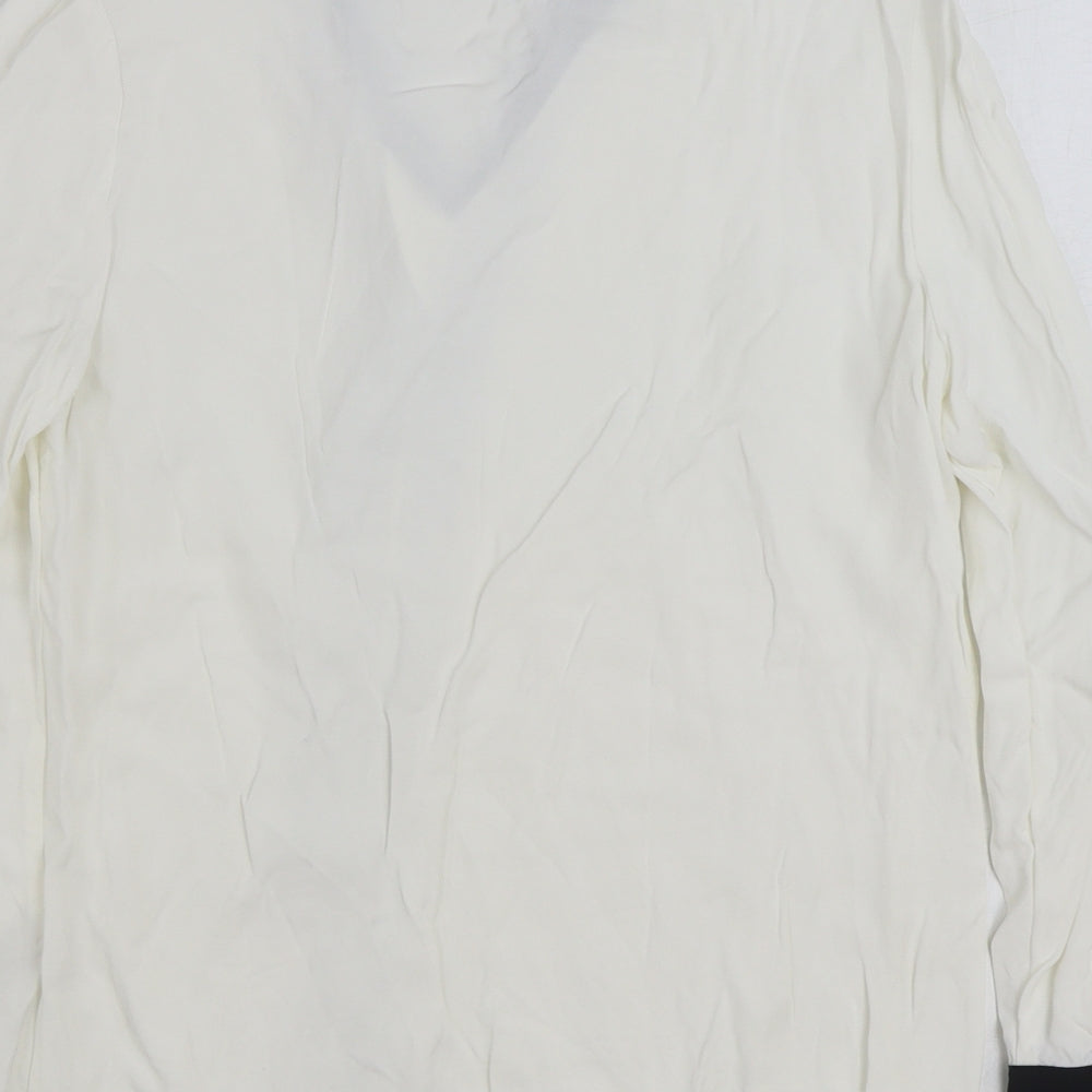 Paul Costelloe Womens Ivory Viscose Basic Blouse Size 12 Round Neck