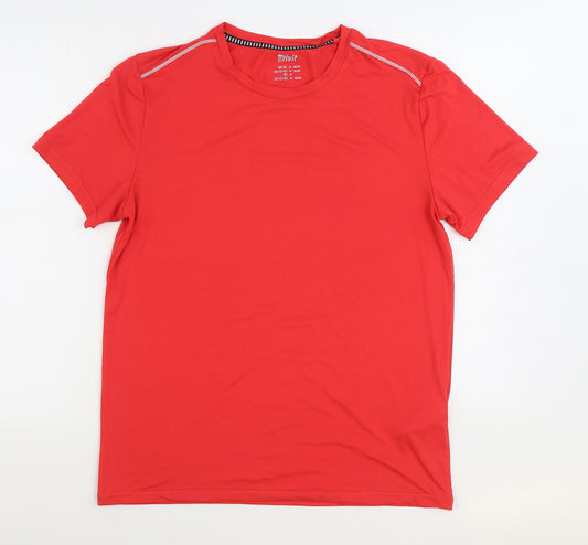 Crivit Mens Red Polyester Basic T-Shirt Size M Round Neck Pullover