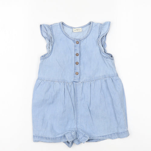 F&F Girls Blue 100% Cotton Playsuit One-Piece Size 2 Years Button