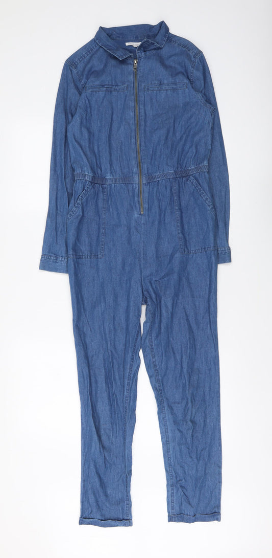 Blue Zoo Girls Blue Cotton Jumpsuit One-Piece Size 12 Years Zip