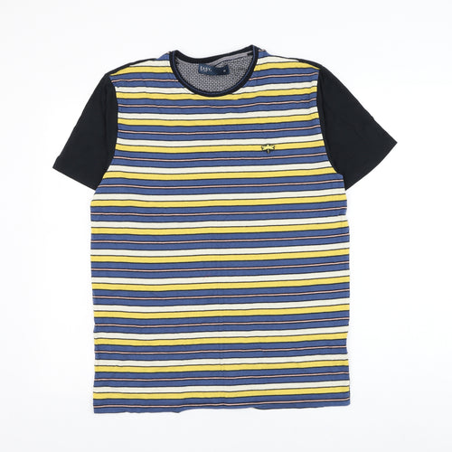 Matalan Mens Multicoloured Striped Cotton T-Shirt Size M Round Neck