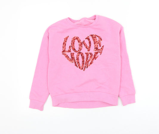 Dunnes Stores Girls Pink Cotton Pullover Sweatshirt Size 8 Years Pullover - Love More