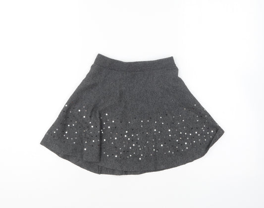 Primark Girls Grey Polyester Skater Skirt Size 5-6 Years Regular Pull On