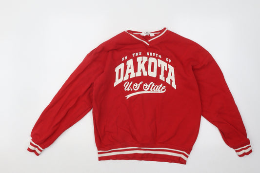 H&M Girls Red Cotton Pullover Sweatshirt Size 10-11 Years Pullover - Dakota