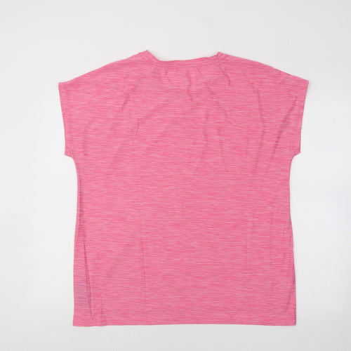 Dunnes Stores Womens Pink Geometric Polyester Basic T-Shirt Size M Round Neck Pullover