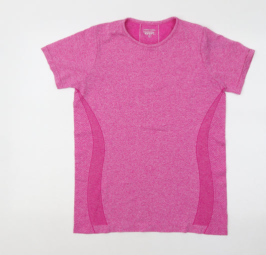 Dunnes Womens Pink Nylon Cropped T-Shirt Size L Round Neck Pullover - –  Preworn Ltd