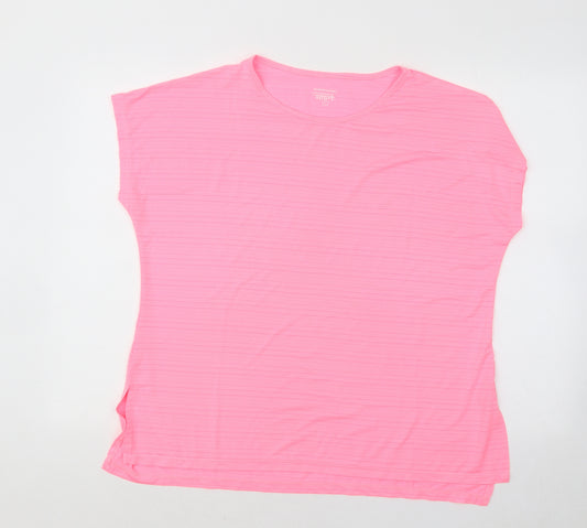Dunnes Stores Womens Pink Polyester Basic T-Shirt Size L Round Neck Pullover