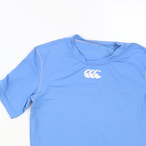 Canterbury Womens Blue Nylon Basic T-Shirt Size S Crew Neck Pullover