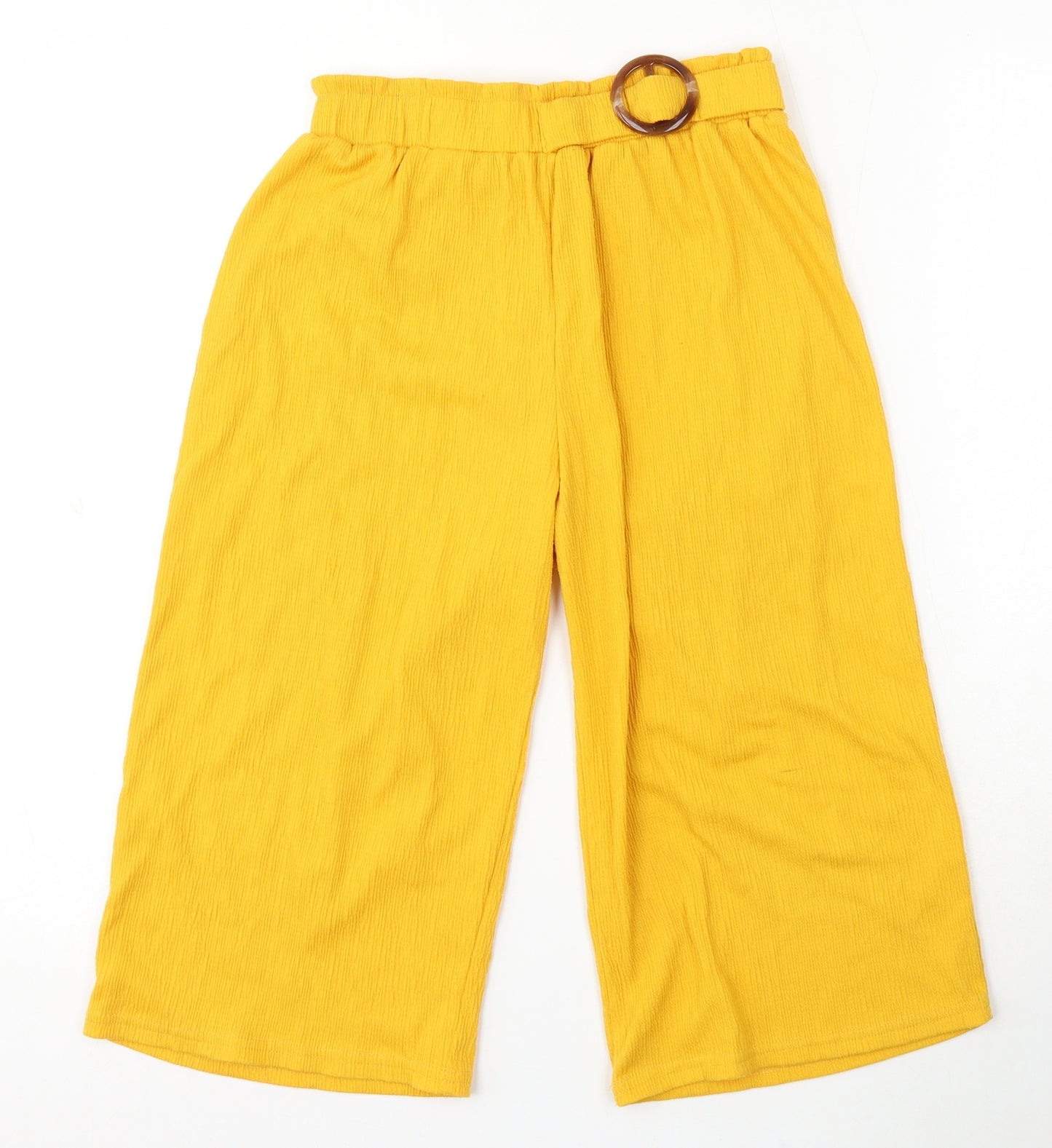 Primark Girls Yellow Polyester Capri Trousers Size 10-11 Years Regular Buckle