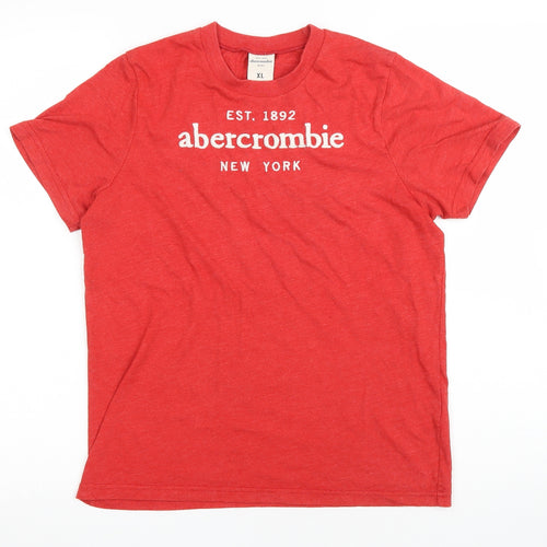 abercrombie kids Boys Red Cotton Basic T-Shirt Size XL Round Neck