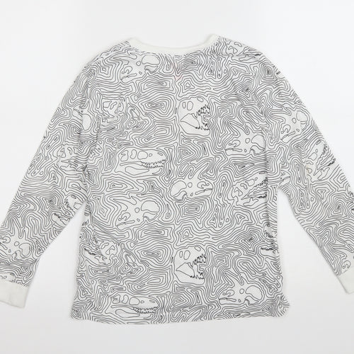 F&F Boys Ivory Camouflage Cotton Pullover Sweatshirt Size 8-9 Years - Dinosaur bone print