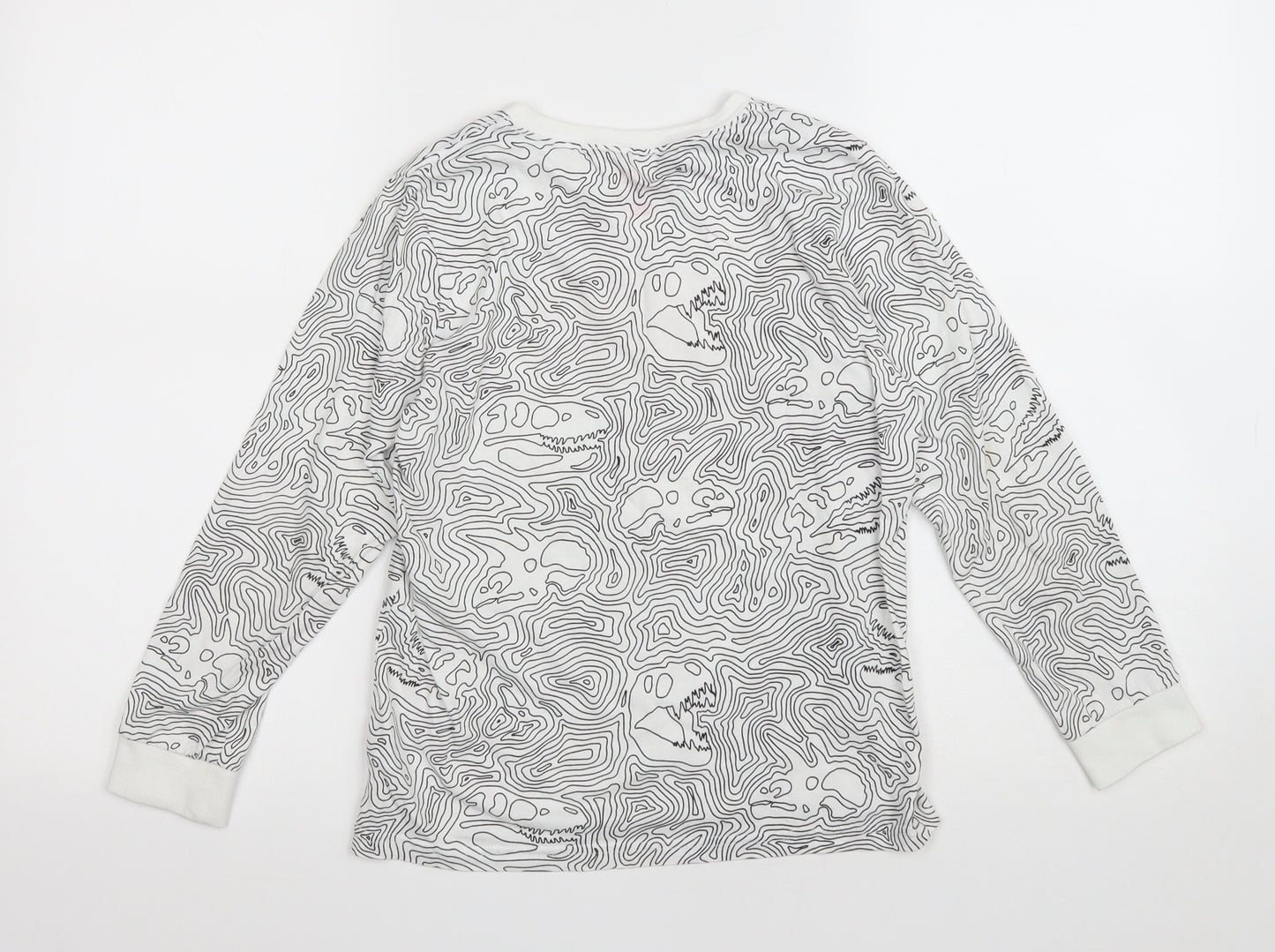 F&F Boys Ivory Camouflage Cotton Pullover Sweatshirt Size 8-9 Years - Dinosaur bone print