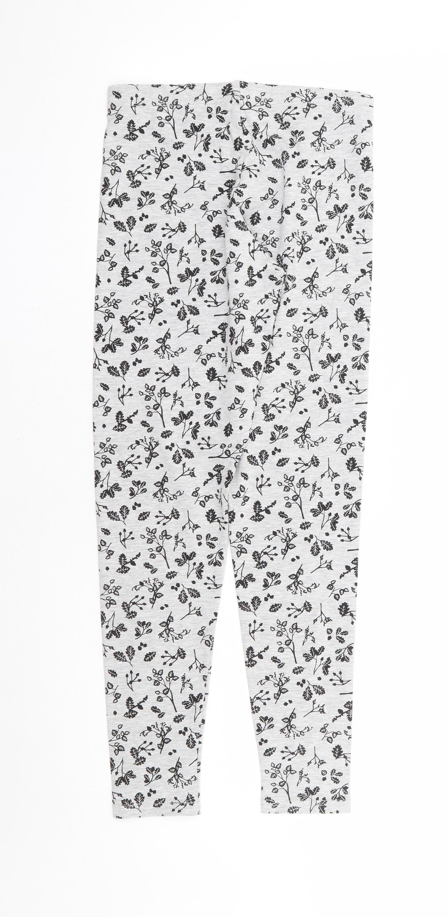 Primark Girls Grey Floral Cotton Jogger Trousers Size 11-12 Years Regular Pullover