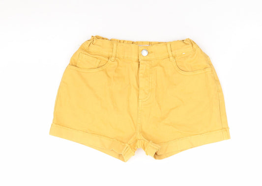 Primark Girls Yellow Cotton Mom Shorts Size 12-13 Years Regular Zip
